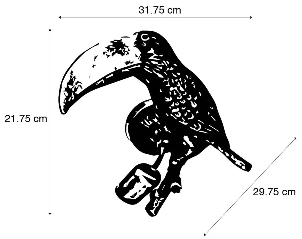 Candeeiro de parede vintage em latão - Animal Tucano Rústico