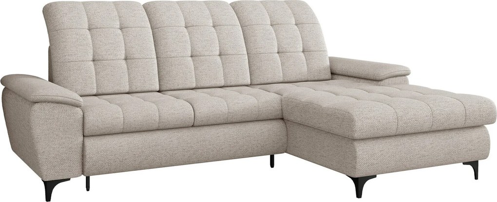 Sofá de canto Sanford 103, Cama com arrumação, 260x182x103cm, 116 kg, Pernas: Plástico, Metal, Madeira: Pinheiro, Faia