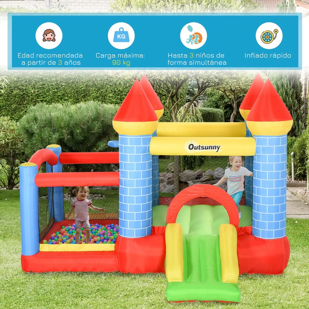 Castelo Insuflável Infantil com Escorrega, Trampolim e Insuflador – 28