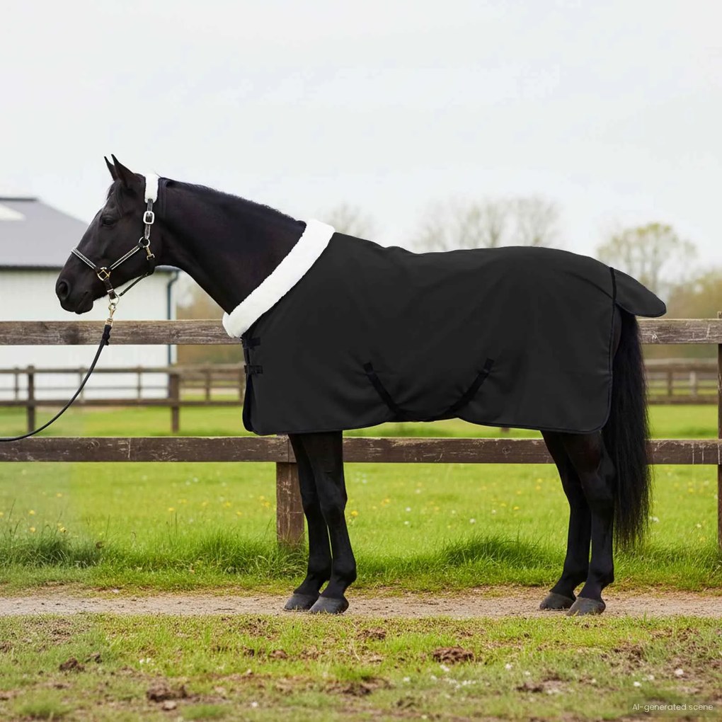 vidaXL Cobertor de Cavalo Preto 105 cm Fleece polar