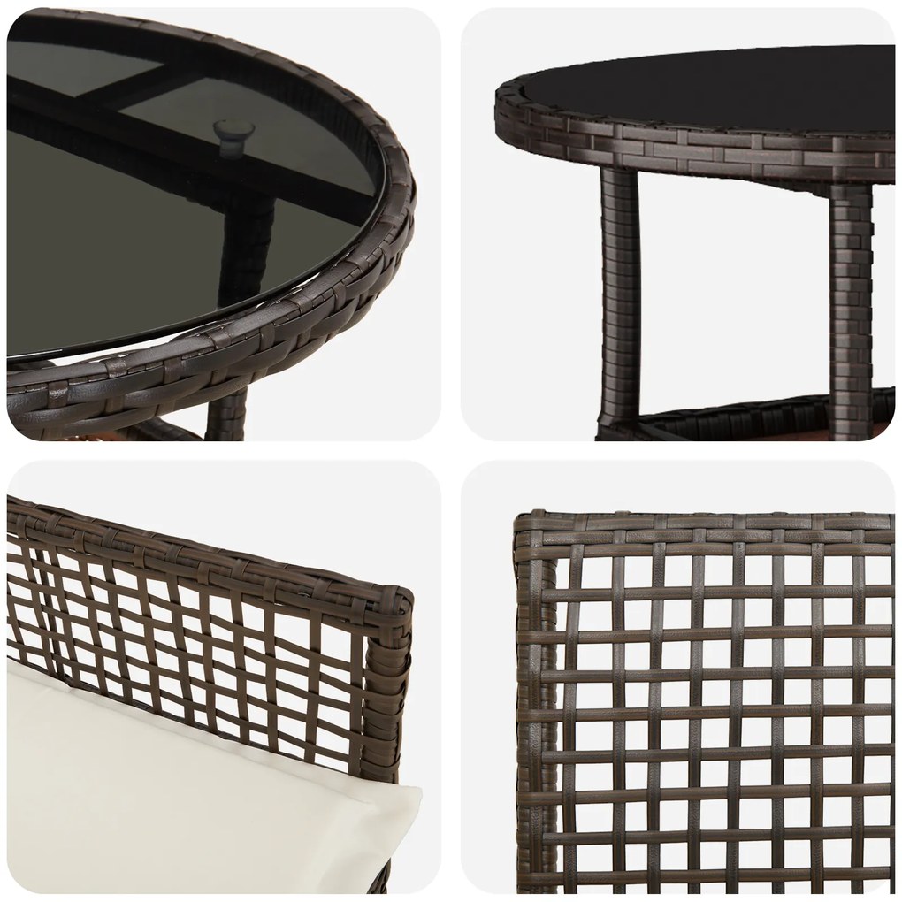 Conjunto de Jantar 5 Peças Jardim Castanho Polirattan