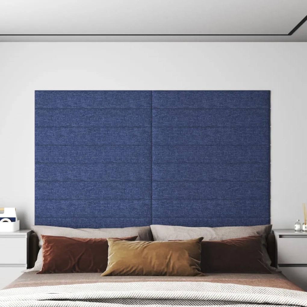 Painel de parede 12 pcs 90x15 cm tecido 1,62 m² azul