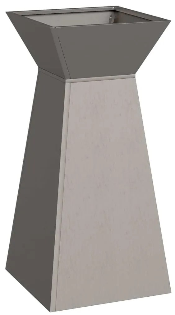 Vasos de pilar de jardim da , 2 peças com tigela de 35x35x73 cm em aço