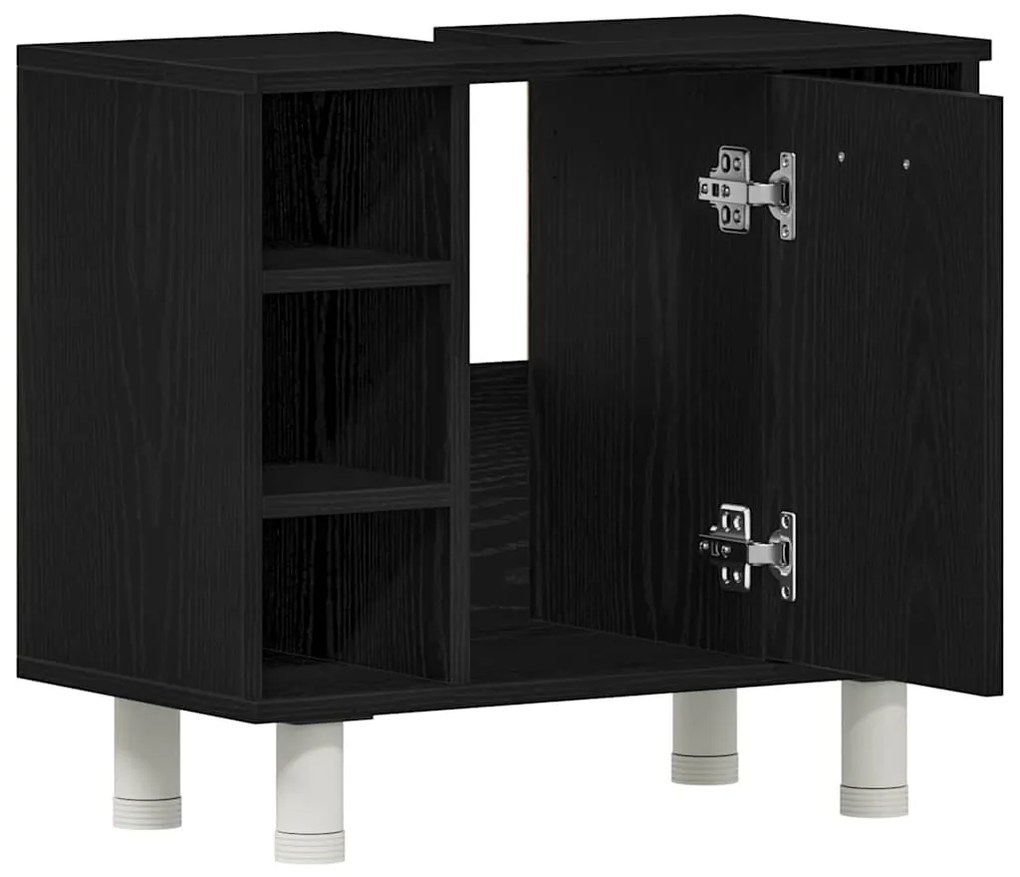 Armário de Banheiro vidaXL Preto Carvalho 60x32x54 cm Madeira Engenhar