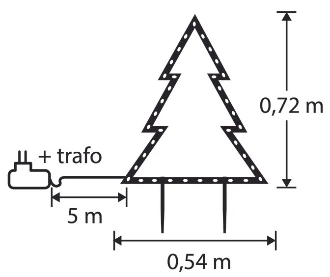 Projetor de Natal Árvore Preto 54cm incl. LED IP44 - Kas