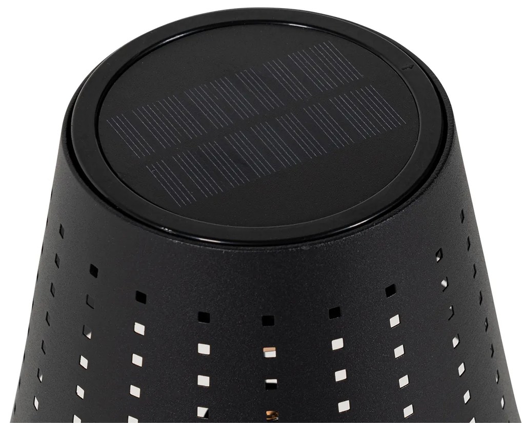 Conjunto de 2 Candeeiros de Mesa Pretos com LED Recarregável e Solar 3 Níveis de Dimmer - Ferre