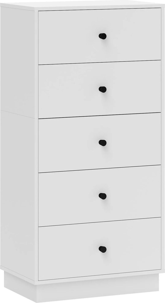 HOMCOM Cômoda Sideboard com 5 gavetas Móvel em painel de madeira estilo moderno 47 x 29 x 95 cm Branco | Aosom Portugal