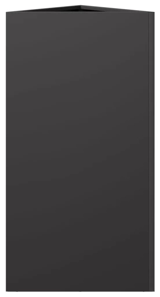 Vaso/floreira de jardim triangular 2 pcs 40x34,5x70cm aço preto