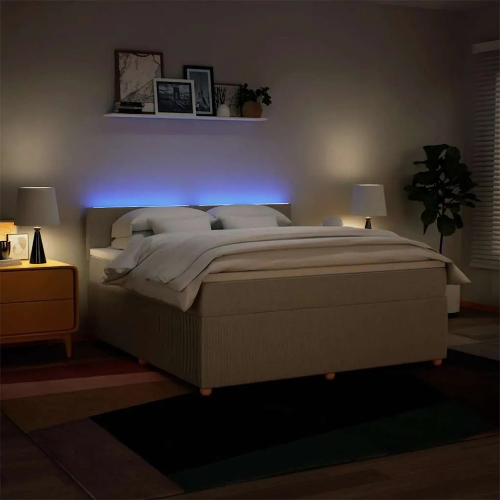Cama com molas/colchão 180x200 cm tecido cor creme