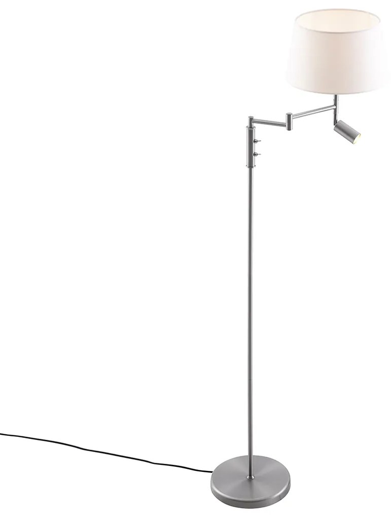 Candeeiro de pé em aço com cúpula branca e luz de leitura ajustável - Ladas Retro,Clássico / Antigo