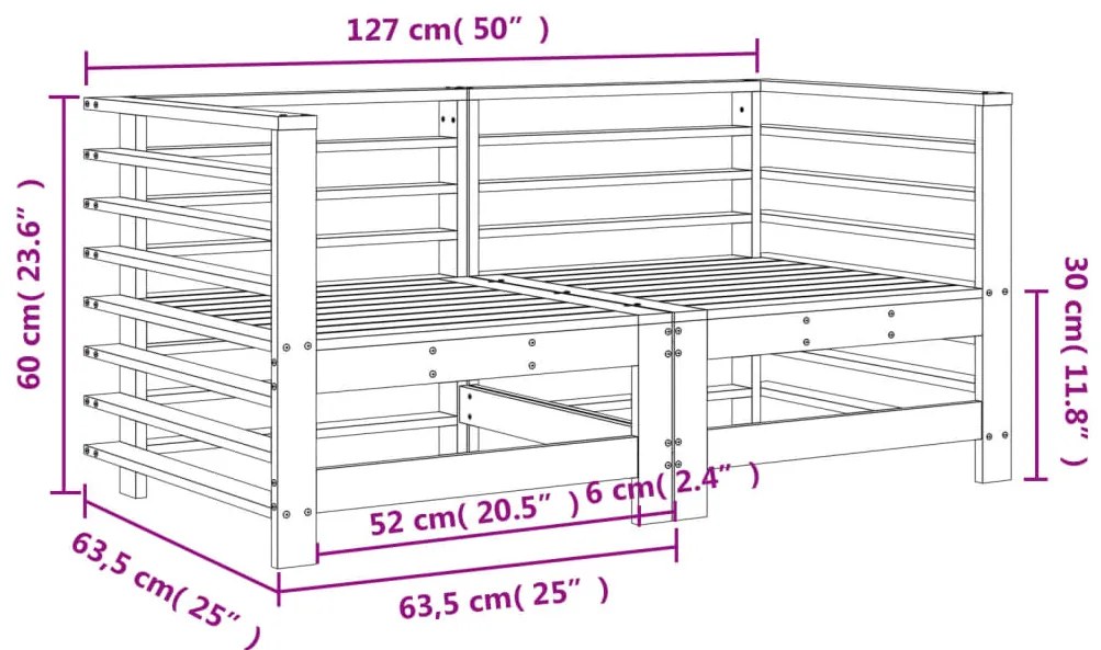 Sofás de canto para jardim 2 pcs madeira de douglas maciça
