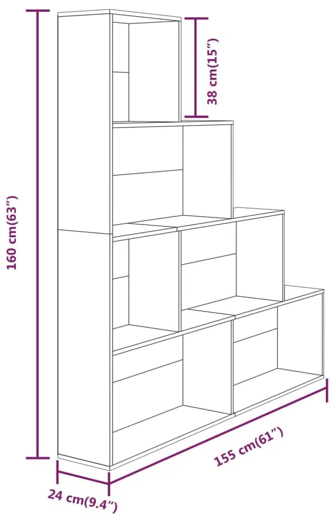 Estante 155x24x160 cm cinzento sonoma