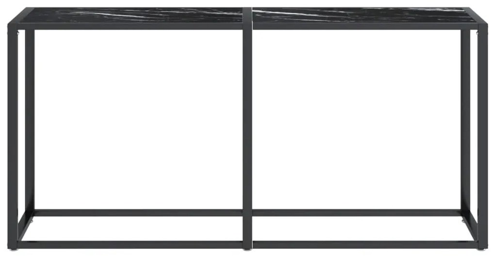 Mesa consola mármore preto 160x35x75,5 cm vidro temperado