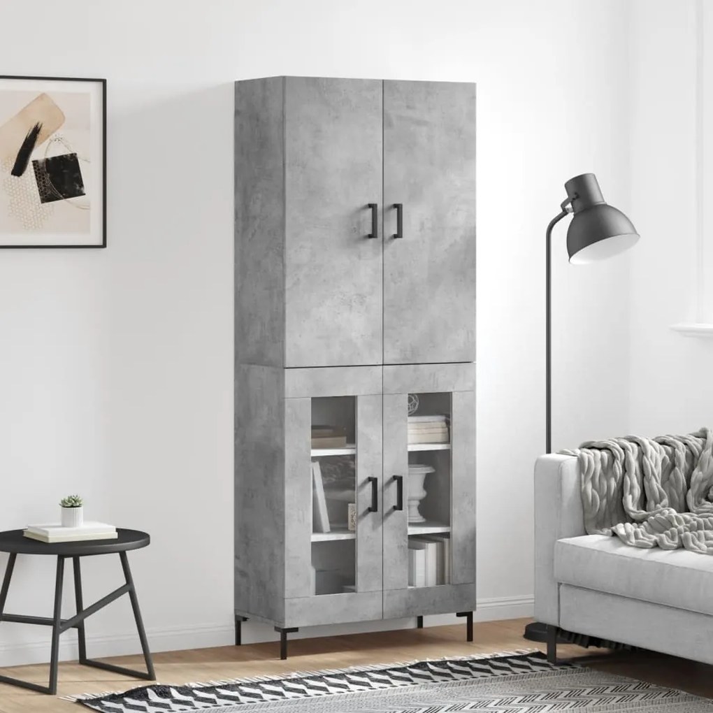 vidaXL Armário alto 69,5x34x180 cm derivados de madeira cinza cimento