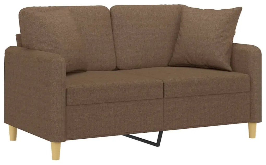 Sofá 2 lugares + almofadas decorativas 120 cm tecido castanho