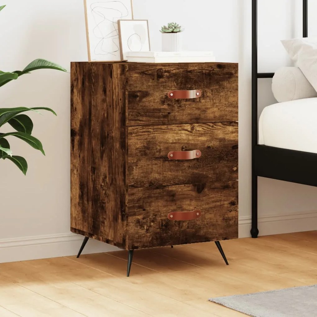 Mesa cabeceira 40x40x66 cm derivados de madeira carvalho fumado