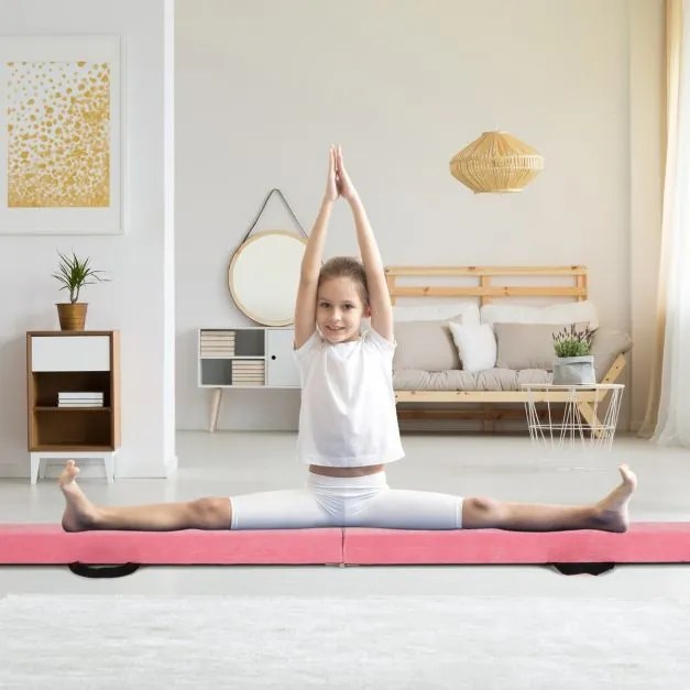 Barra de equilíbrio Ginástica dobrável com base de madeira maciça e superfície antiderrapante de espuma portátil com alça para crianças e adolescente