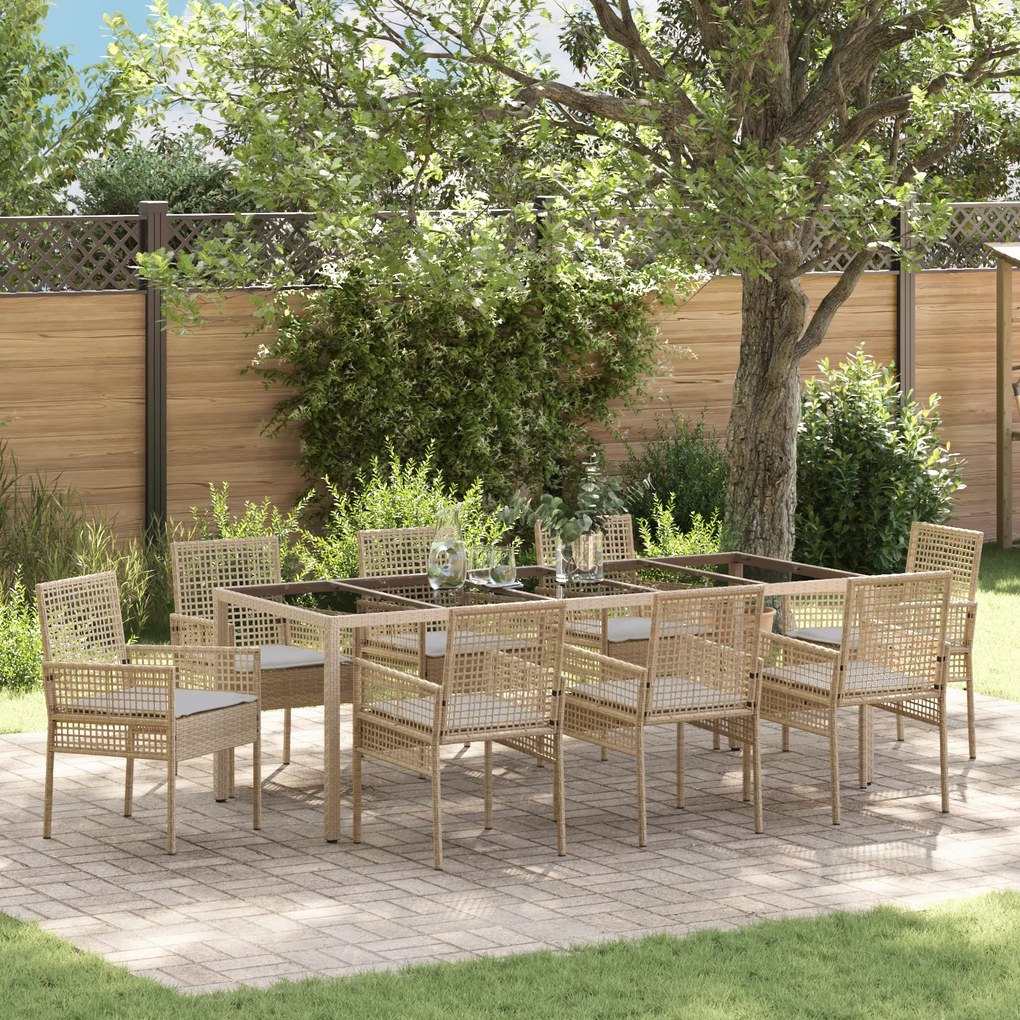 vidaXL Conjunto de Jantar para Jardim de 9 Peças Bege em Rattan