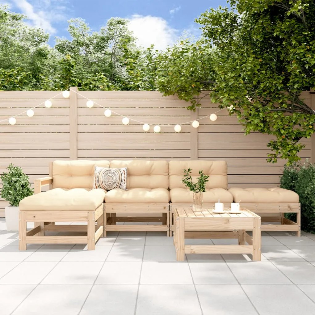 vidaXL 6 pcs conjunto lounge de jardim pinho maciço