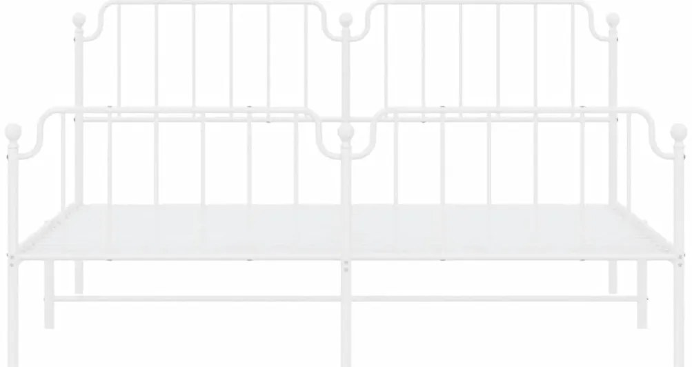 Estrutura de cama com cabeceira e pés 183x213 cm metal branco