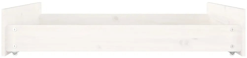 Gavetas de cama 2 pcs madeira de pinho maciça branco