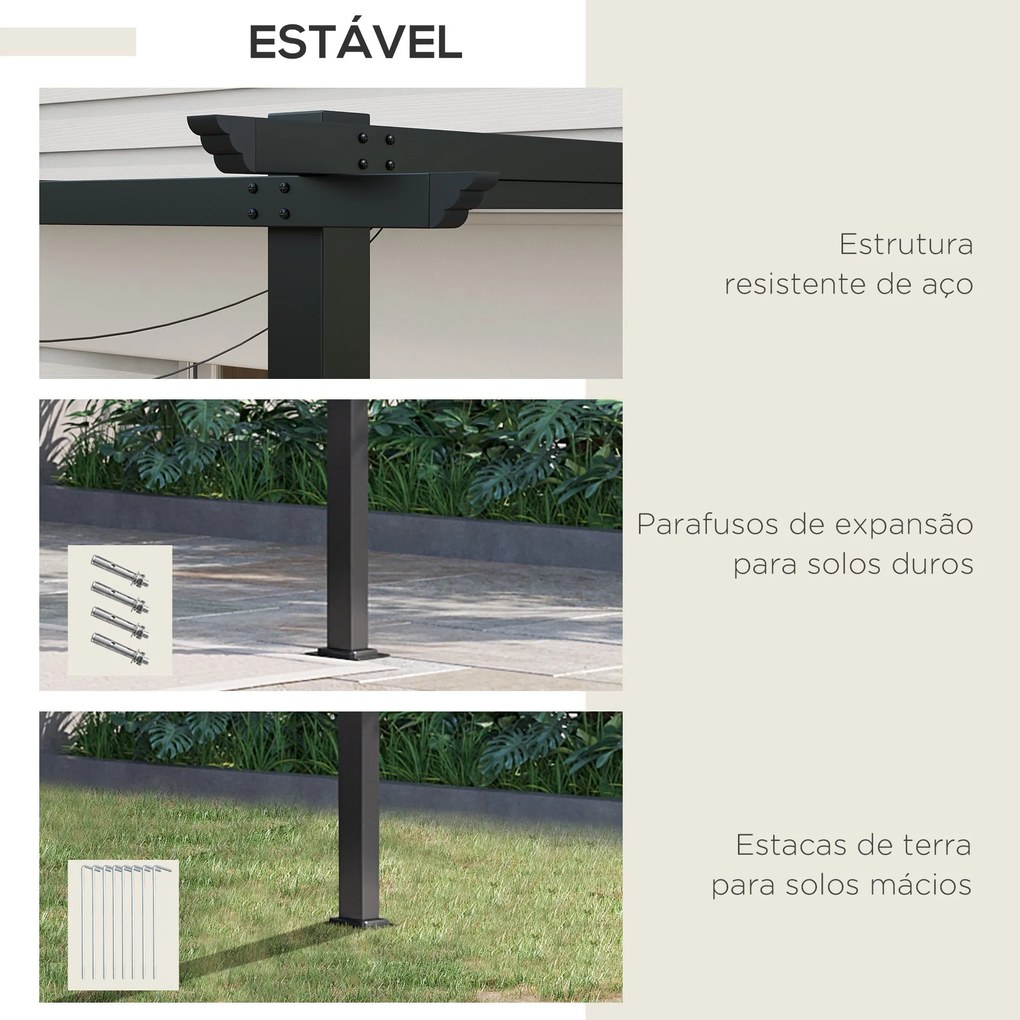 Pérgola de Parede com Toldo Retrátil – Modelo Coimbra – 3,9x2,9 m – Es