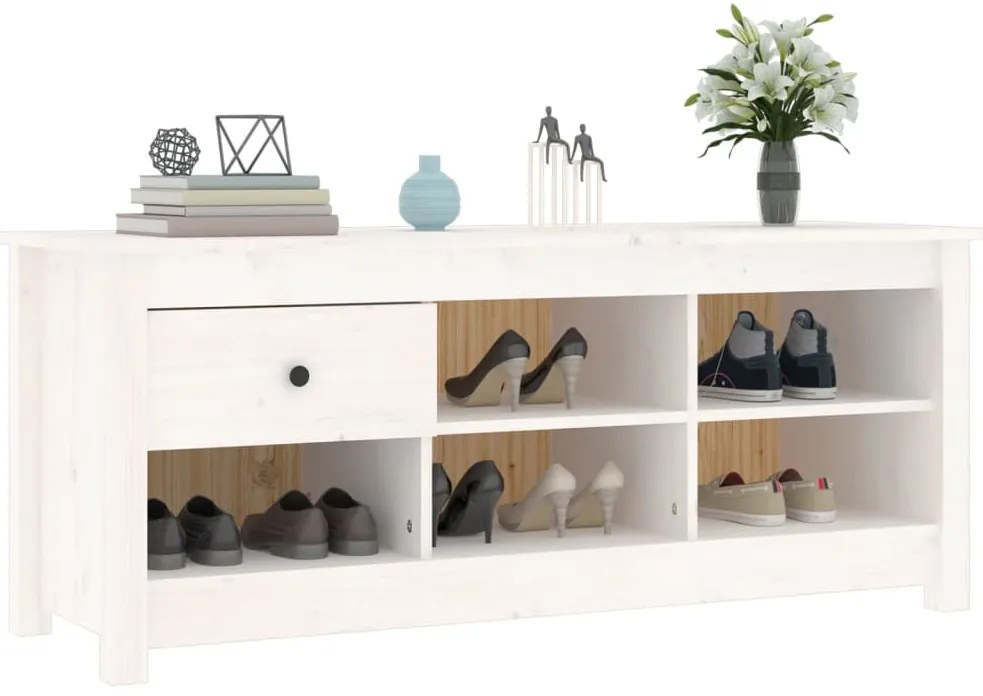 Sapateira 110x38x45,5 cm pinho maciço branco
