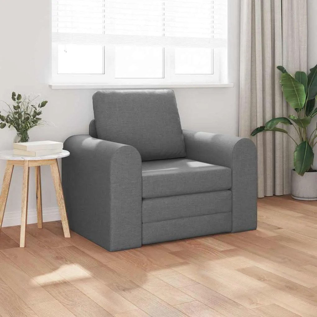 Sofá Cama 2-em-1 Cinza Escuro 98x71x83 cm Tecido