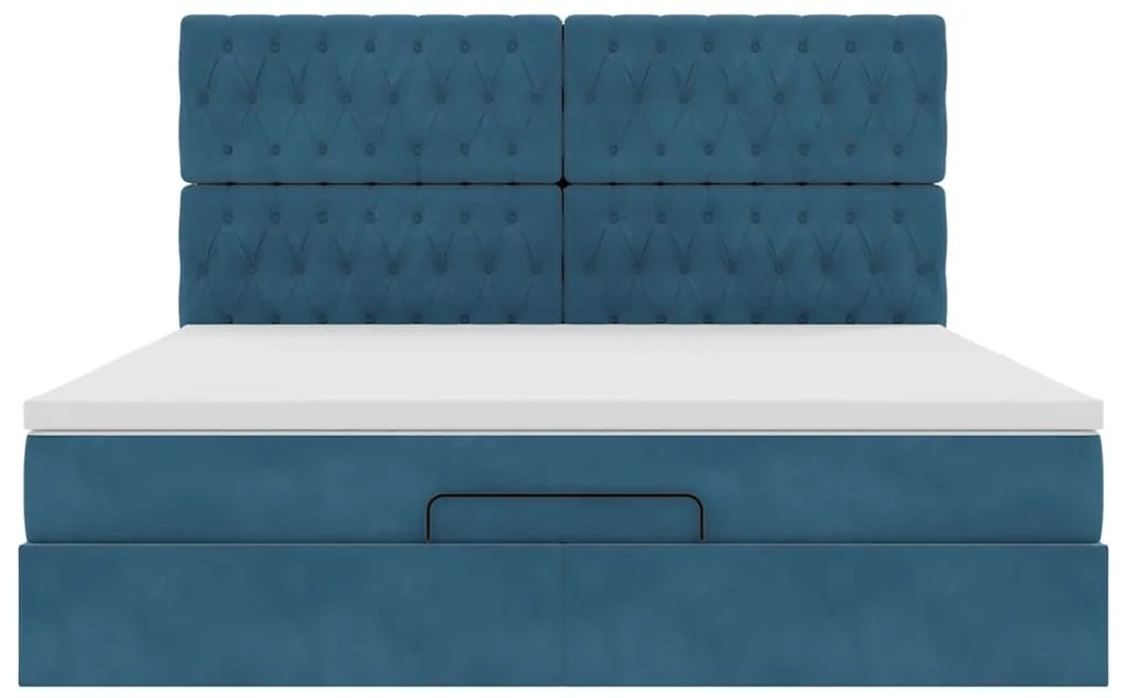Estrutura cama otomana colchões 180x200 cm veludo azul escuro