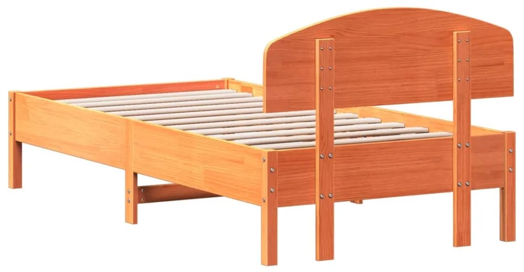 Estrutura cama c/ cabeceira 75x190 cm pinho maciço castanho-mel