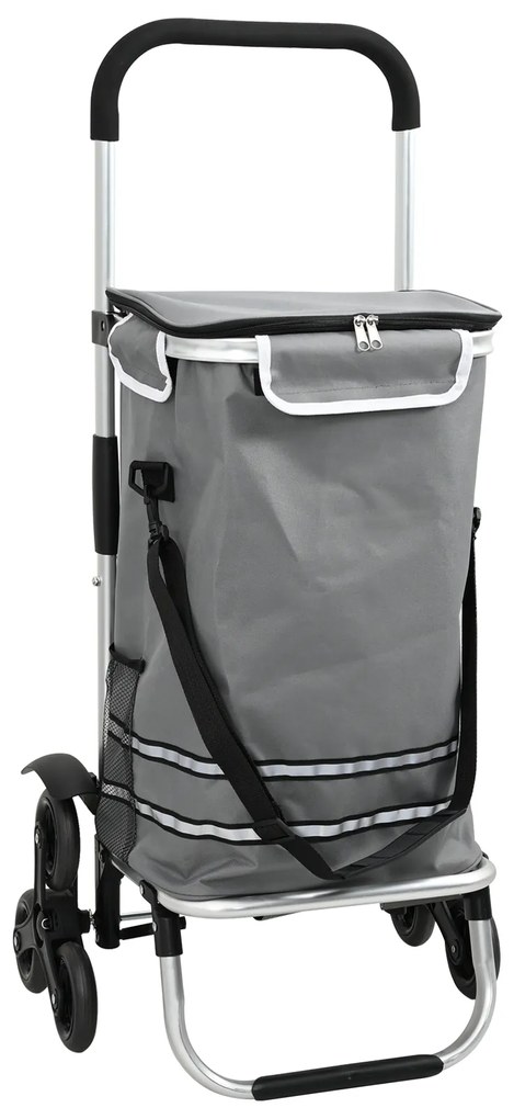 vidaXL Carrinho de Compras Cinzeto 47 x 39 x 100.5 cm Tecido Oxford