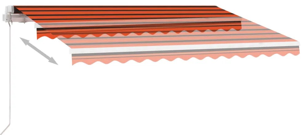 Toldo retrátil manual com LED 300x250 cm laranja e castanho