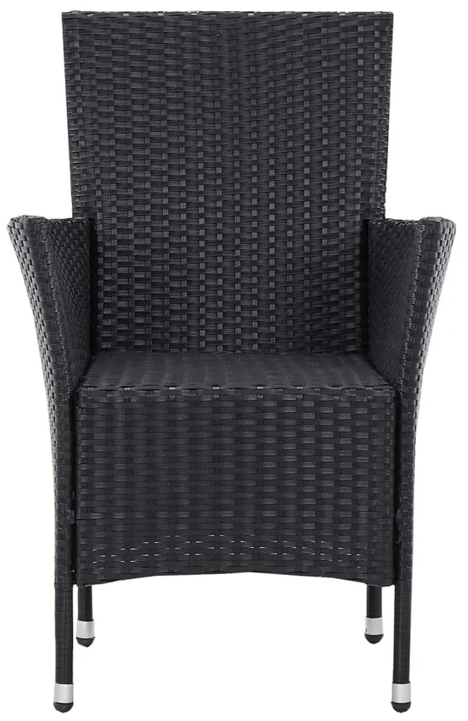 5 pcs conjunto de jantar para jardim vime PE preto
