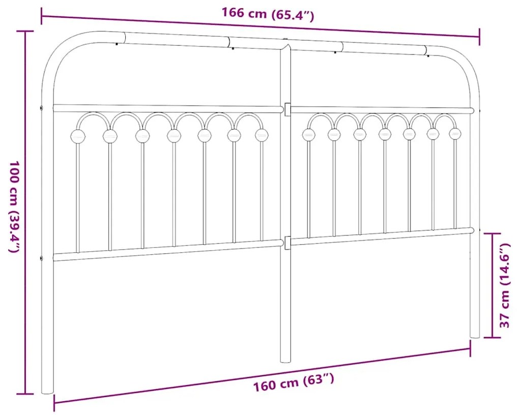 Cabeceira de cama 160 cm metal branco