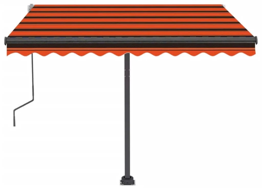 Toldo retrátil manual independente 300x250cm laranja e castanho