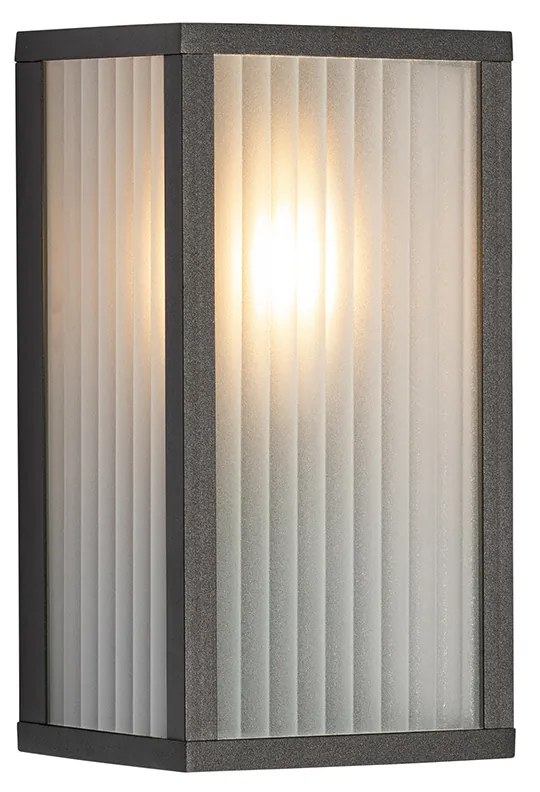 Candeeiro de Parede Exterior Preto com Vidro Acobrelado IP44 - Charlois