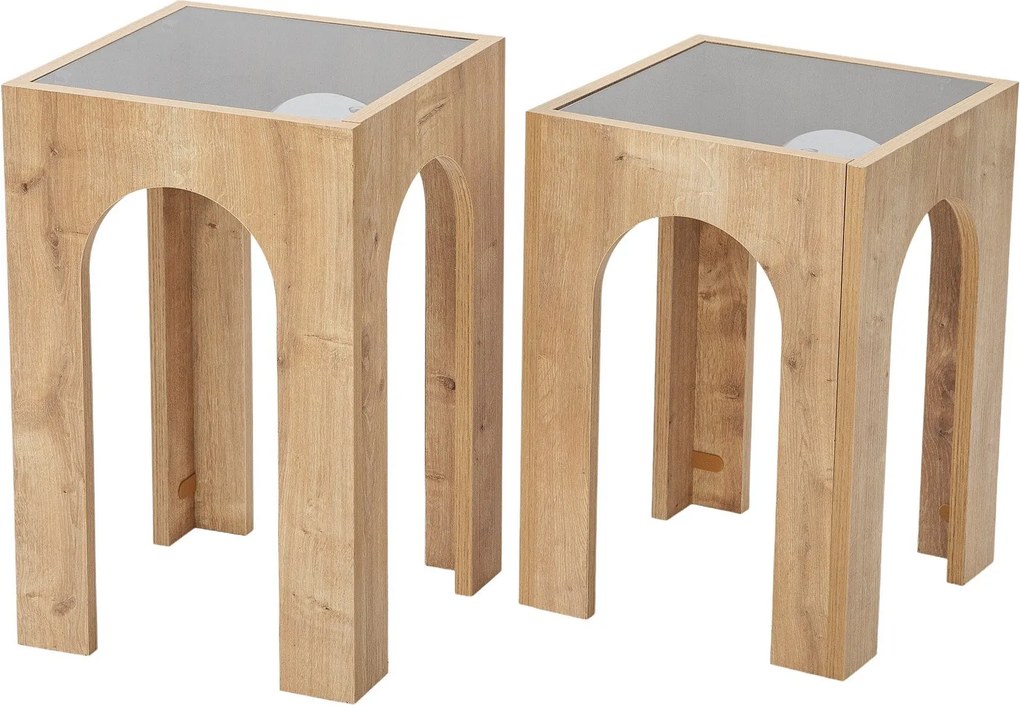 Conjunto de Mesas de Café Seine – Cinzento Escuro e Carvalho – 35x50 c