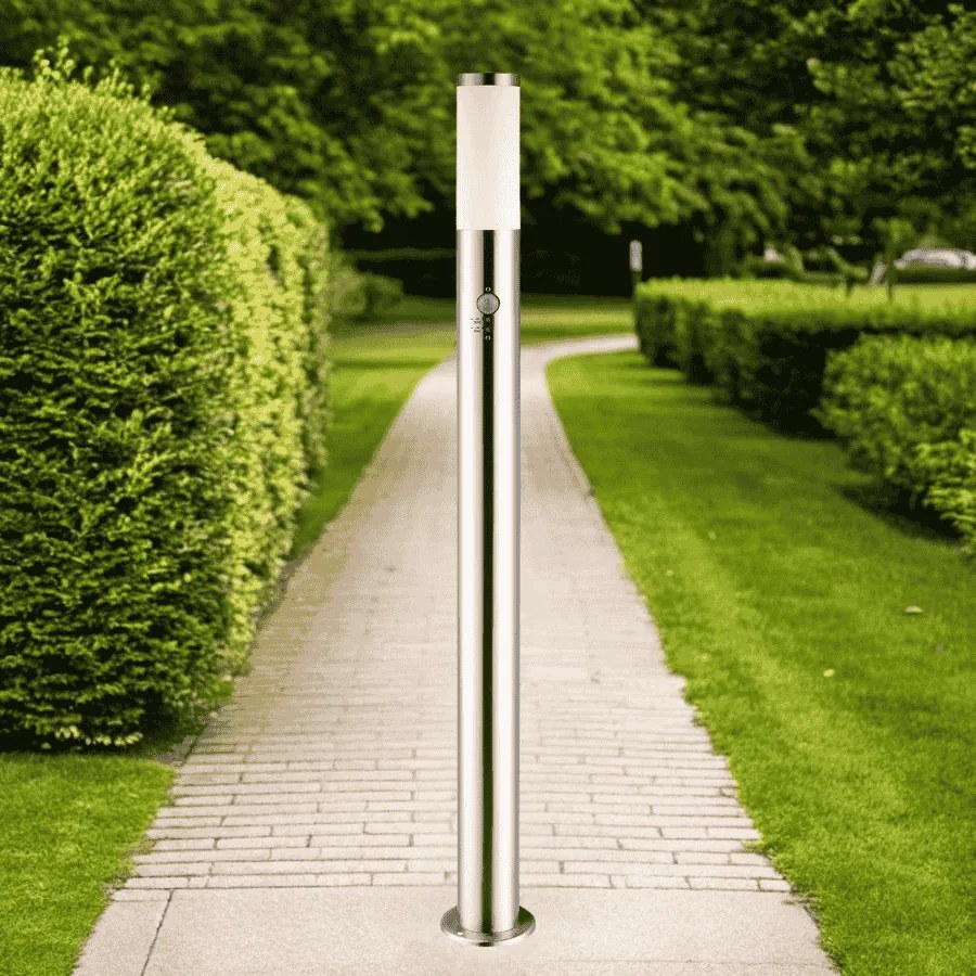 Candeeiro de jardim caminho Ivy em aço inoxidável 1000 x 76 mm com sensor Prateado