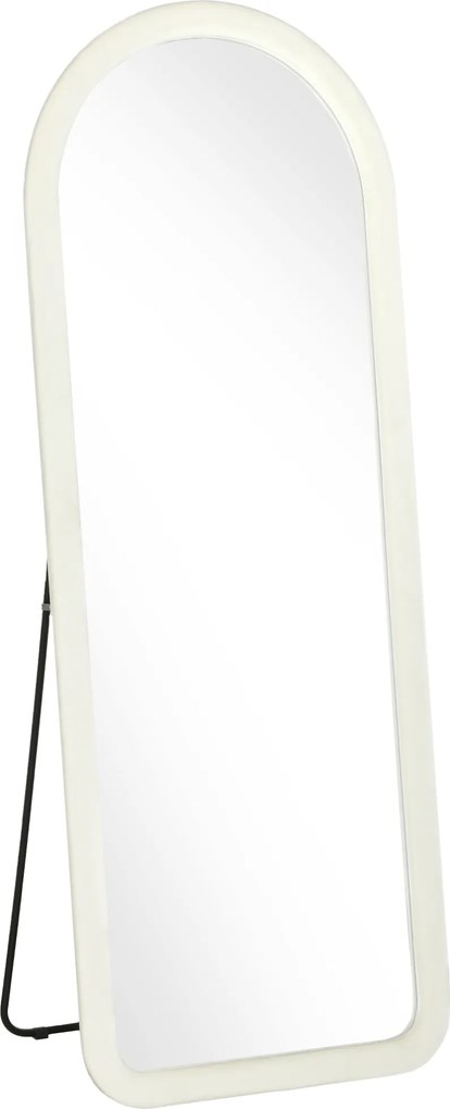 HOMCOM Espelho de Corpo Inteiro 160x60 cm com Moldura em Arco Aveludada, de Pé, Apoiado ou de Parede, Creme | Aosom Portugal