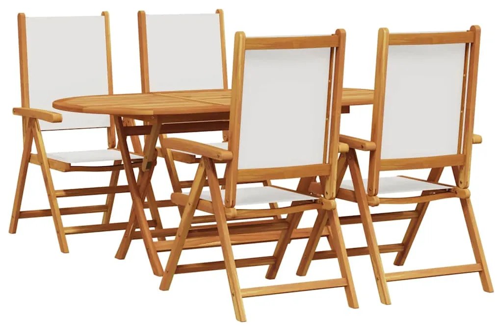 Conjunto de Jantar de Jardim 5 pcs Branco creme 4 Lugares