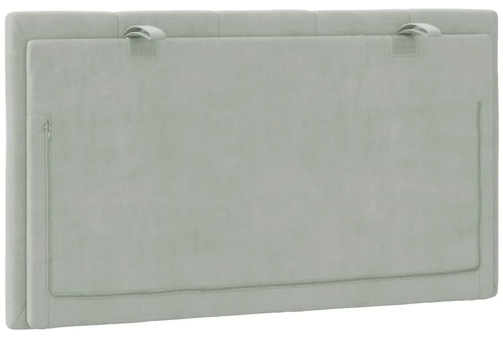 Almofadão de cabeceira 80 cm veludo cinzento-claro