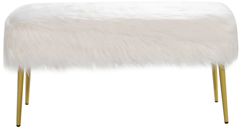 Banco de Entrada Quarto Cama em Couro Sintético com Pés Decorativos Rectangulares de Pés Decorativos 91 x 35,5 x 45,5 cm Branco