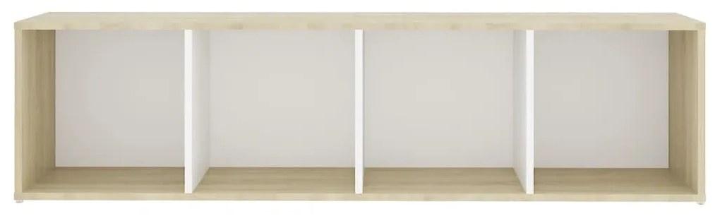 Móvel de TV 142,5x35x36,5 cm contraplacado branco e carvalho sonoma