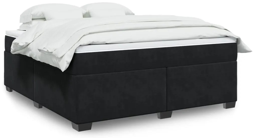 Cama com molas/colchão 180x200 cm veludo preto