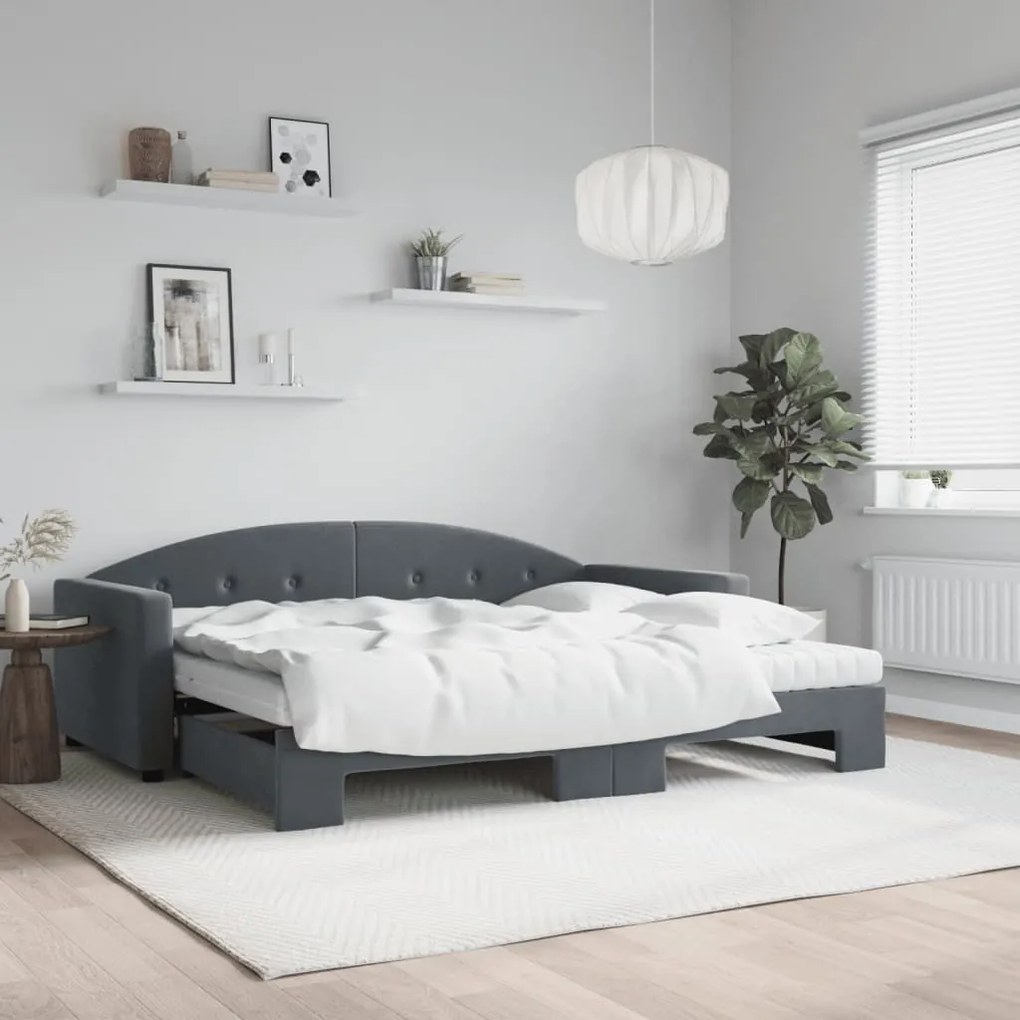 vidaXL Sofá-cama c/ gavetão e colchões 90x190cm veludo cinzento-escuro