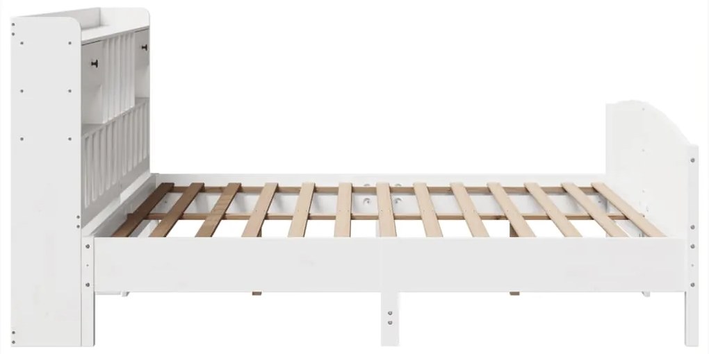 Cama com estante sem colchão 200x200 cm pinho maciço branco