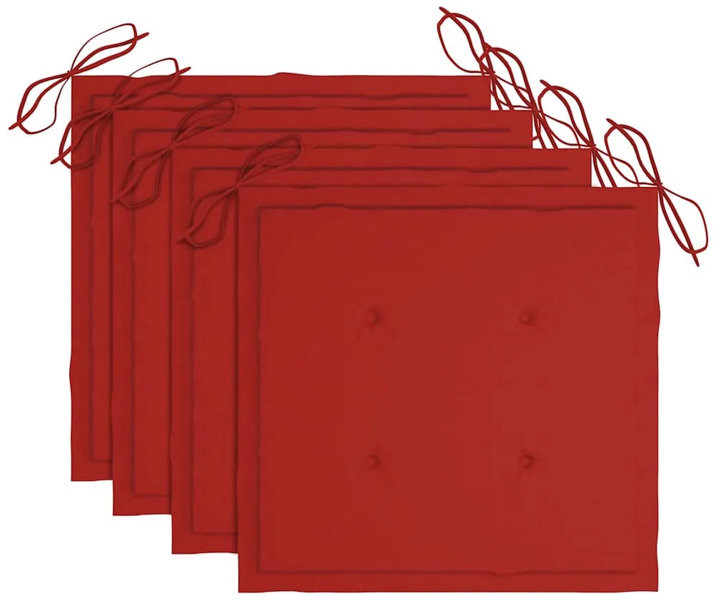 Cadeiras de jardim empiháveis c/ almofadões 4 pcs teca maciça