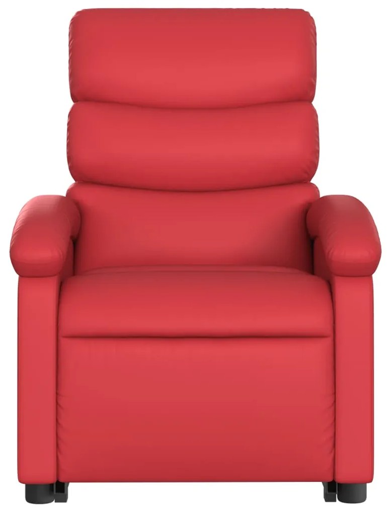 Poltrona reclinável elevatória elétrica couro artif. vermelho