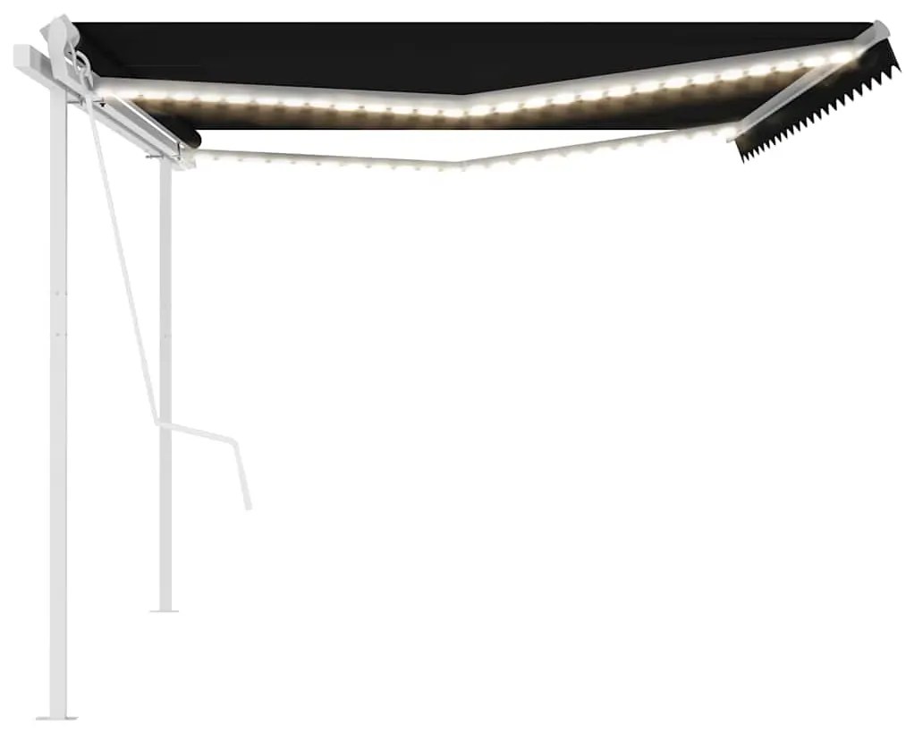 Toldo automático com LED e sensor de vento 5x3 m antracite