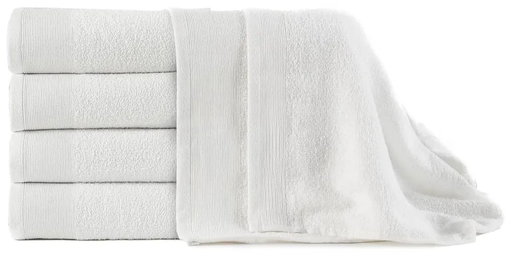 vidaXL Toalhas de banho 5 pcs algodão 450 g 100x150 cm branco